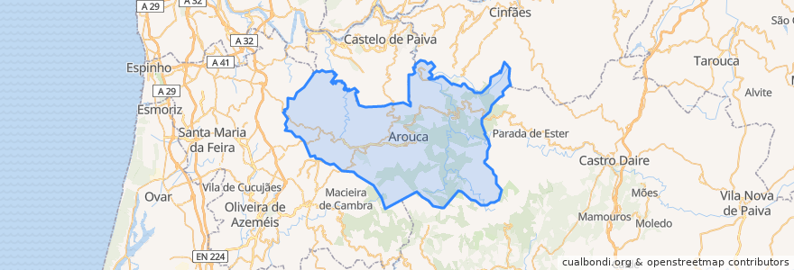 Mapa de ubicacion de Arouca.