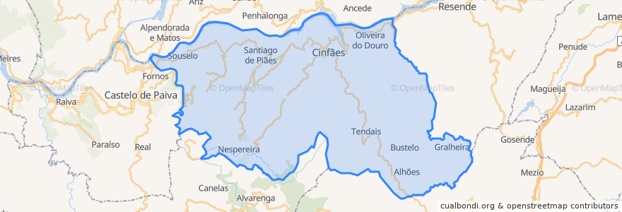 Mapa de ubicacion de Cinfães.