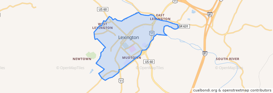 Mapa de ubicacion de Lexington City.