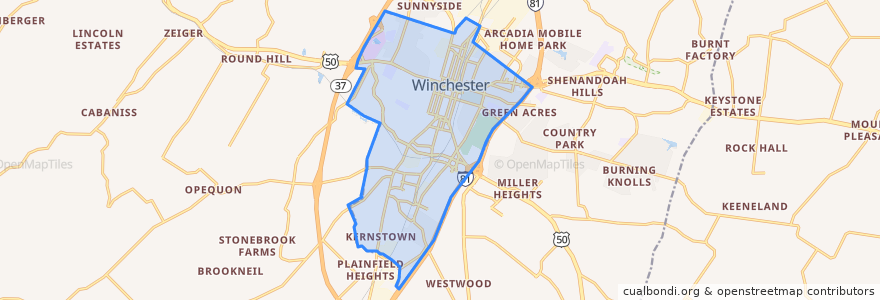 Mapa de ubicacion de Winchester City.