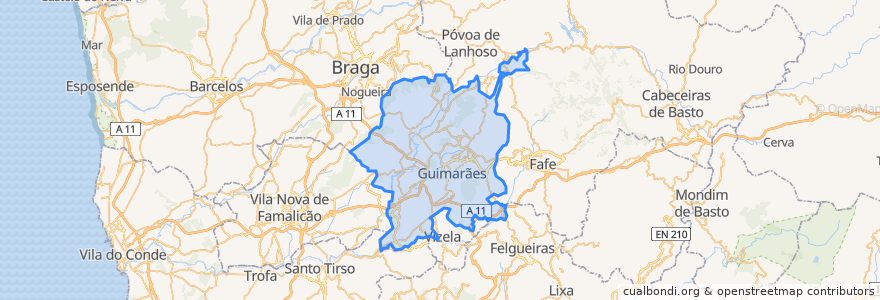 Mapa de ubicacion de Guimarães.