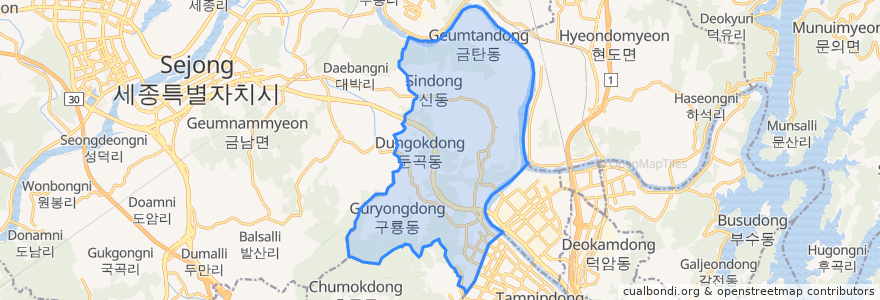 Mapa de ubicacion de 구즉동.