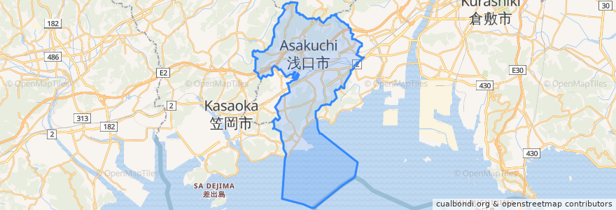 Mapa de ubicacion de 淺口市.