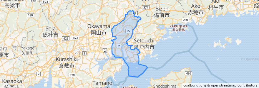 Mapa de ubicacion de 東区.