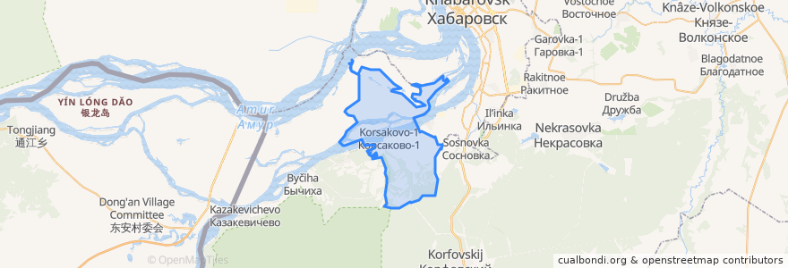 Mapa de ubicacion de Корсаковское сельское поселение.