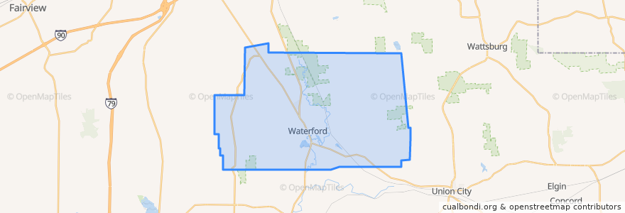 Mapa de ubicacion de Waterford.