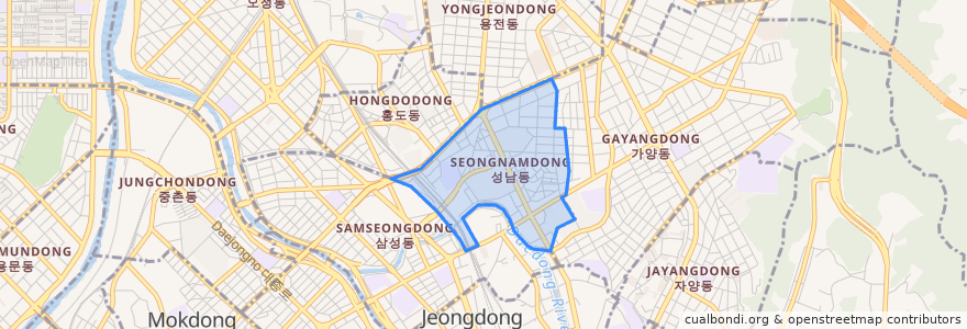 Mapa de ubicacion de 성남동.