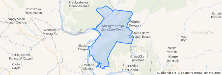 Mapa de ubicacion de Омгинское сельское поселение.