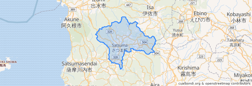 Mapa de ubicacion de Satsuma.