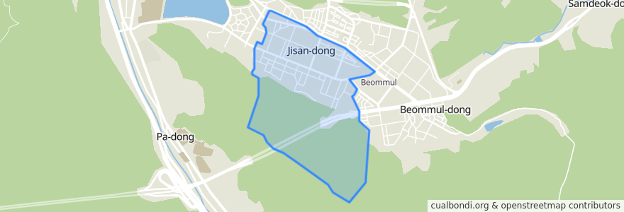 Mapa de ubicacion de 지산2동.