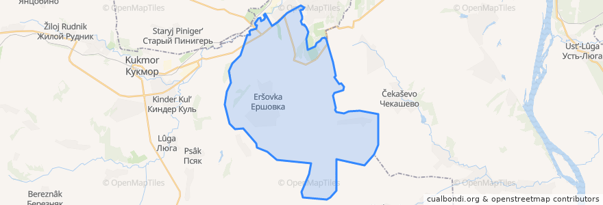 Mapa de ubicacion de Ершовское сельское поселение.