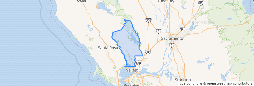 Mapa de ubicacion de Napa County.