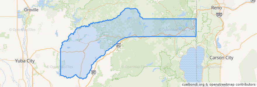 Mapa de ubicacion de Nevada County.