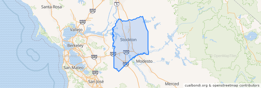 Mapa de ubicacion de San Joaquin County.