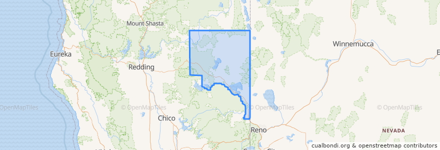 Mapa de ubicacion de Lassen County.