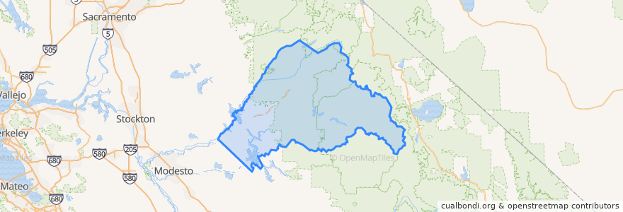 Mapa de ubicacion de Tuolumne County.