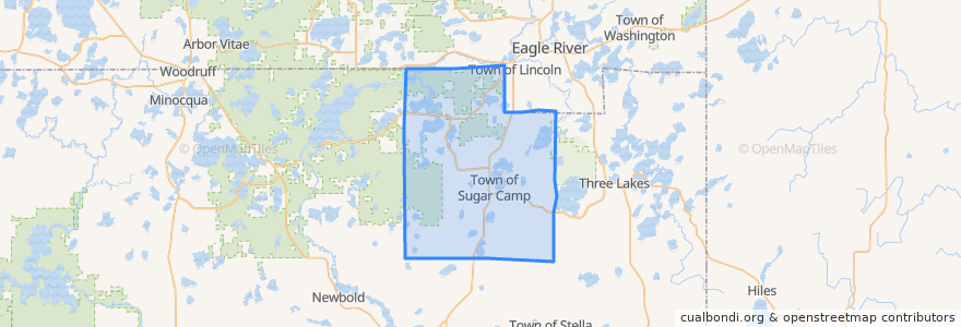 Mapa de ubicacion de Town of Sugar Camp.