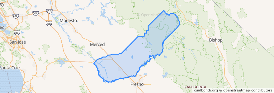 Mapa de ubicacion de Madera County.