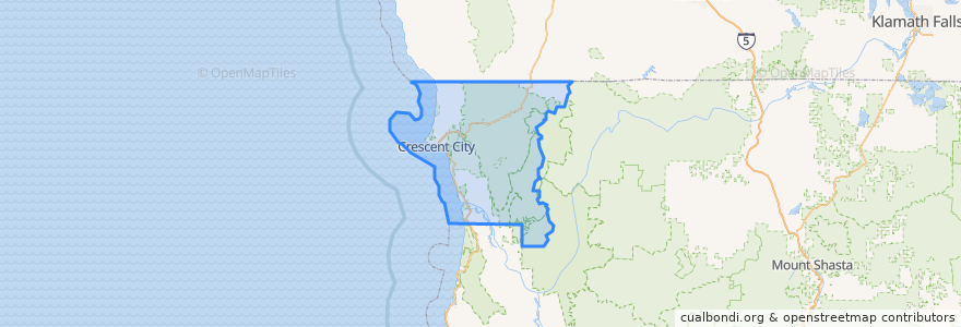 Mapa de ubicacion de Del Norte County.