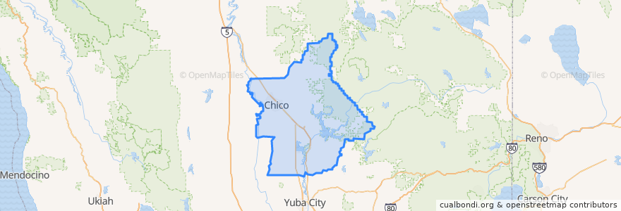 Mapa de ubicacion de Butte County.