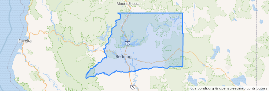 Mapa de ubicacion de Shasta County.