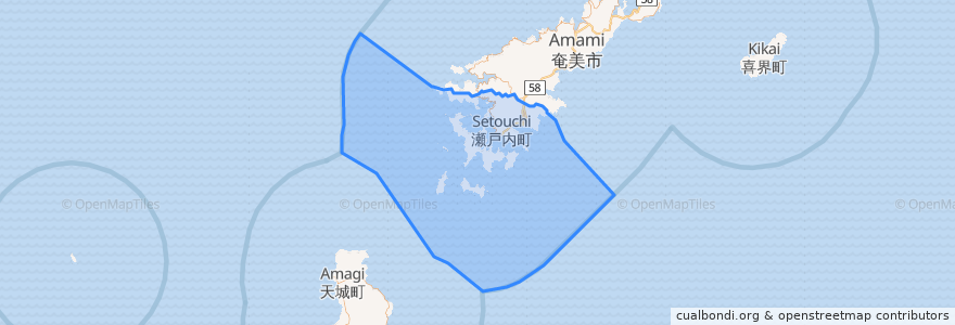 Mapa de ubicacion de 瀬戸内町.