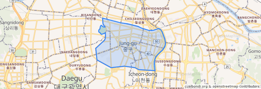 Mapa de ubicacion de 중구.