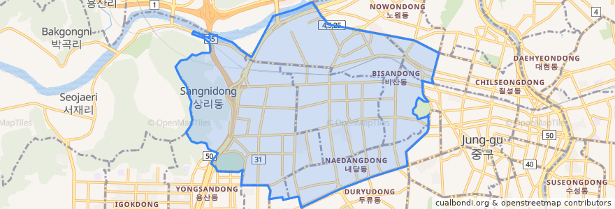 Mapa de ubicacion de 서구.