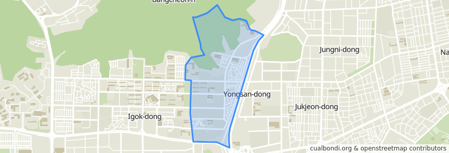 Mapa de ubicacion de 용산2동.