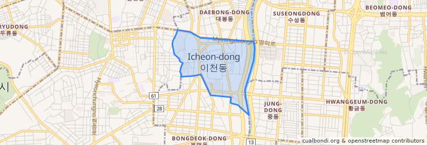 Mapa de ubicacion de 이천동.