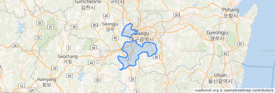 Mapa de ubicacion de 달성군.