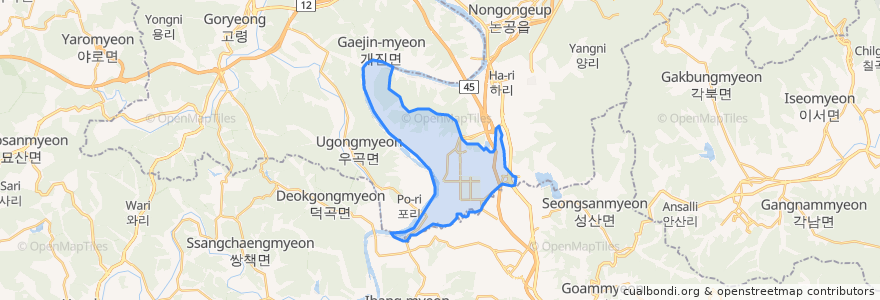 Mapa de ubicacion de 구지면.