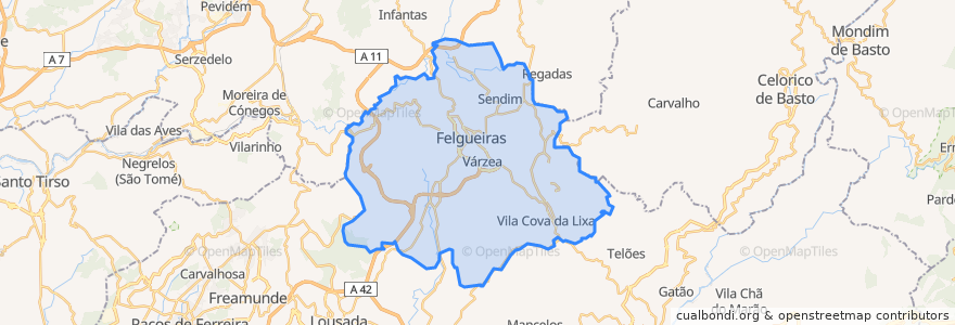 Mapa de ubicacion de Felgueiras.