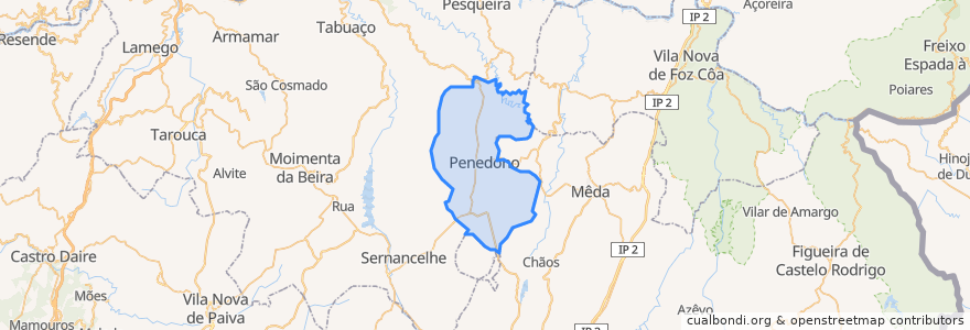 Mapa de ubicacion de Penedono.