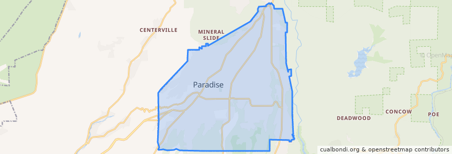 Mapa de ubicacion de Paradise.