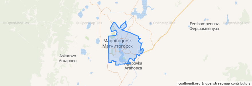 Mapa de ubicacion de Магнитогорский городской округ.