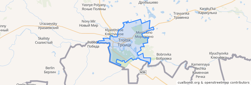 Mapa de ubicacion de Троицкий городской округ.