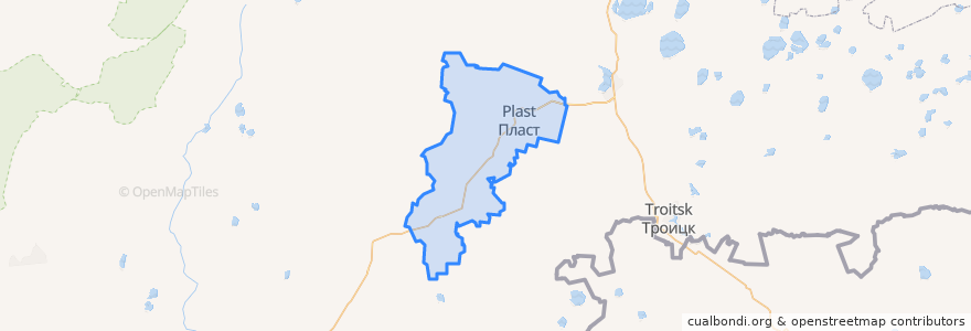 Mapa de ubicacion de Пластовский район.