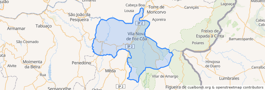 Mapa de ubicacion de Vila Nova de Foz Côa.