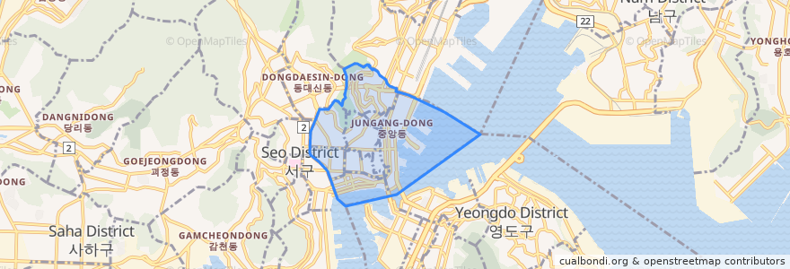 Mapa de ubicacion de 중구.