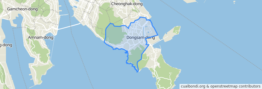 Mapa de ubicacion de 동삼1동.