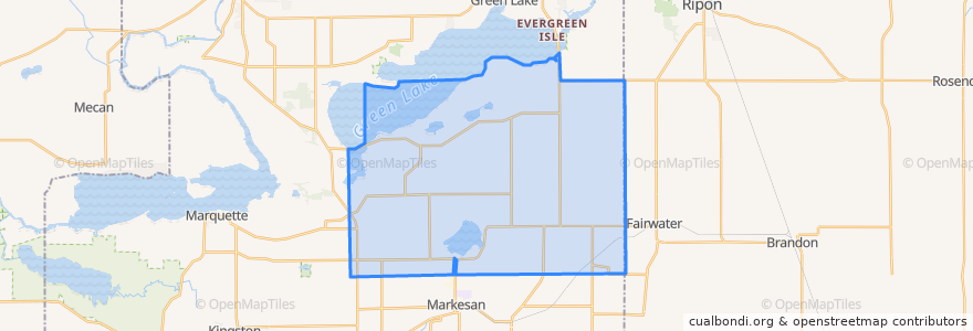 Mapa de ubicacion de Town of Green Lake.