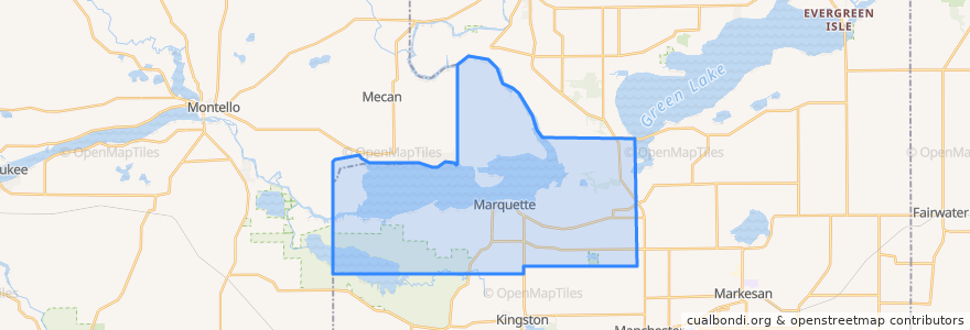 Mapa de ubicacion de Town of Marquette.