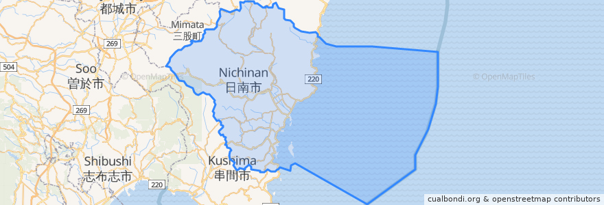 Mapa de ubicacion de Nichinan.