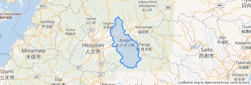 Mapa de ubicacion de 朝雾町.