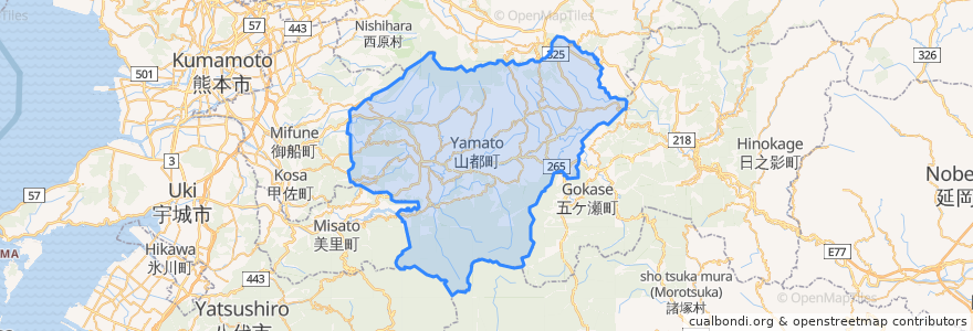 Mapa de ubicacion de 山都町.