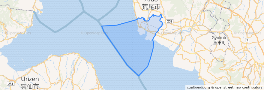 Mapa de ubicacion de 長洲町.