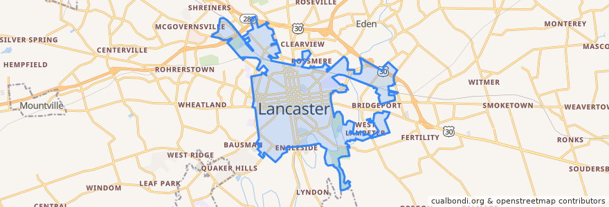 Mapa de ubicacion de Lancaster.