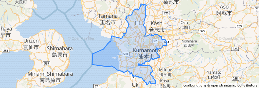 Mapa de ubicacion de 熊本市.