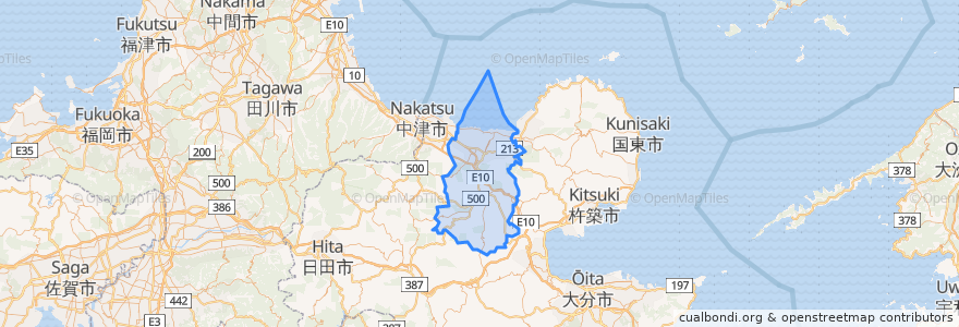 Mapa de ubicacion de 宇佐市.